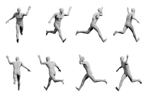 Mannequin running in studio Stock Illustration