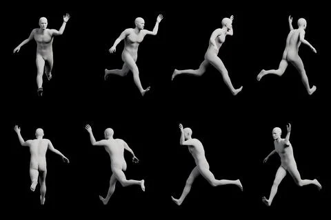 Mannequin running in studio Stock Illustration