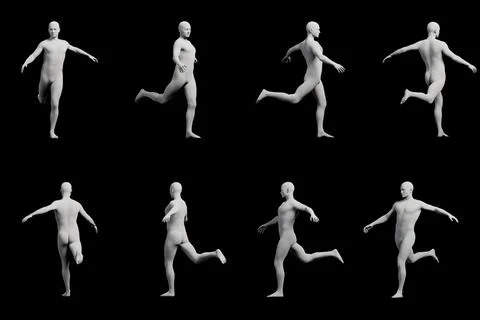 Mannequin running in studio Stock Illustration