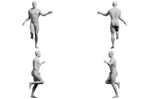 Mannequin running in studio Stock Illustration