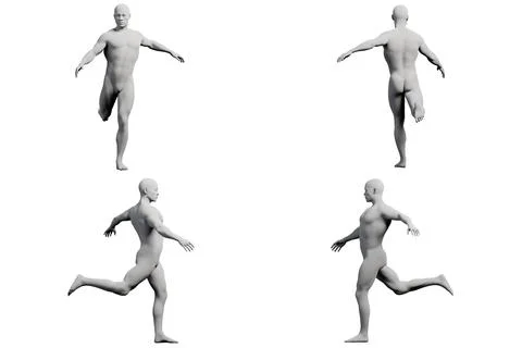 Mannequin running in studio Stock Illustration