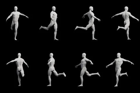 Mannequin running in studio Stock Illustration
