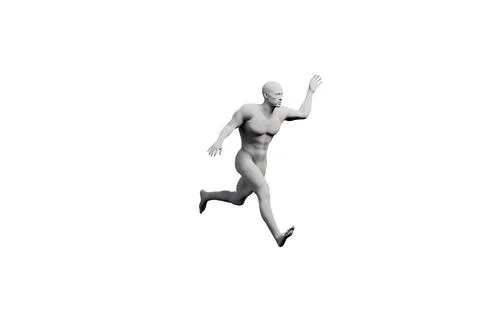 Mannequin running in studio with white background Stock Illustration