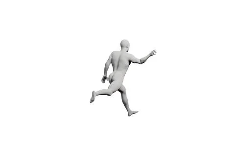 Mannequin running in studio with white background Stock Illustration