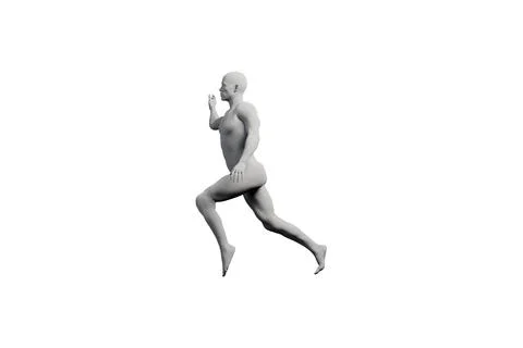 Mannequin running in studio with white background Stock Illustration