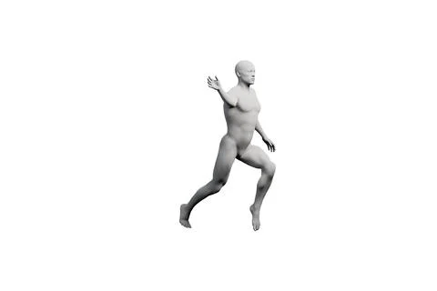Mannequin running in white studio Illustrazione stock