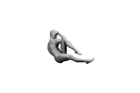 Mannequin sitting contemplatively in a black studio Illustrazione stock