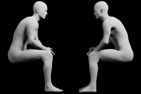 Mannequin sitting grid black background イラスト素材