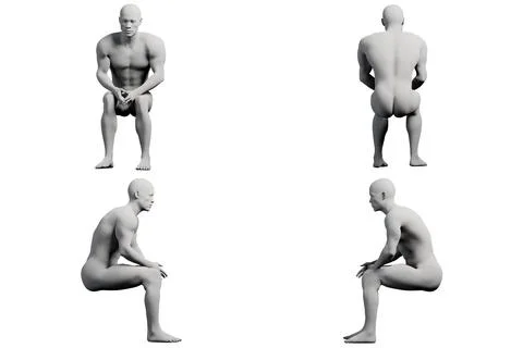 Mannequin sitting multi-view collage Stock Illustration