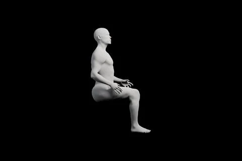 Mannequin sitting side view black background イラスト素材