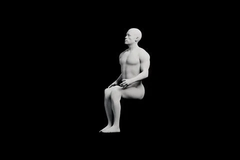Mannequin sitting side view black background イラスト素材
