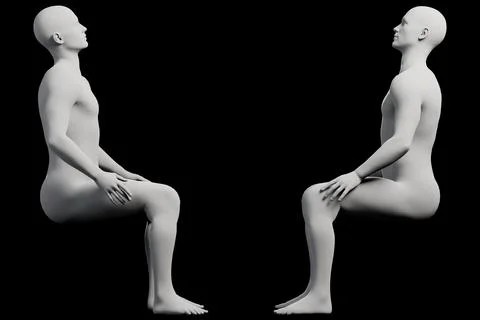 Mannequin sitting in studio grid Illustrazione stock