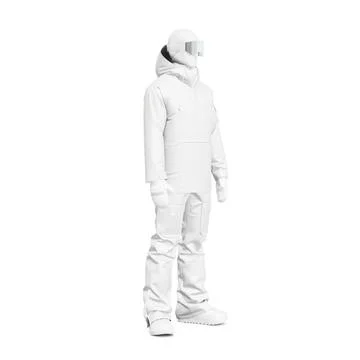 A mannequin with a snowboard full uniform isolated on a white background Stock Illustration