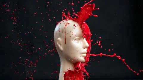 Mannequin splashed with red paint Фото