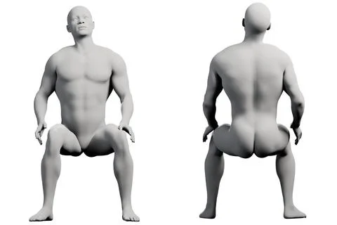 Mannequin squatting 2-view front back Stock Illustration