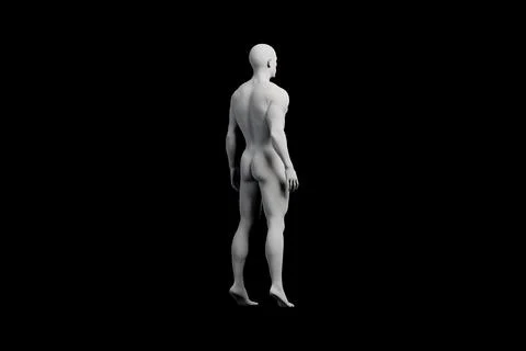 Mannequin standing back view black background Stock Illustration