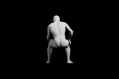 Mannequin standing back view matte black background Stock Illustration