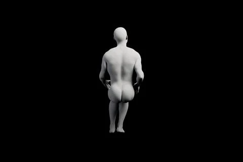 Mannequin standing back view matte black background Stock Illustration