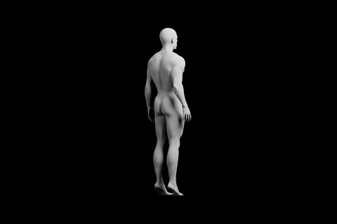 Mannequin standing in black studio Stock Illustration