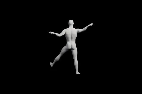 Mannequin standing in black studio Stock Illustration