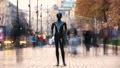 The mannequin standing in a people crowd outdoor. time lapse 4k or 4k+ Resolution