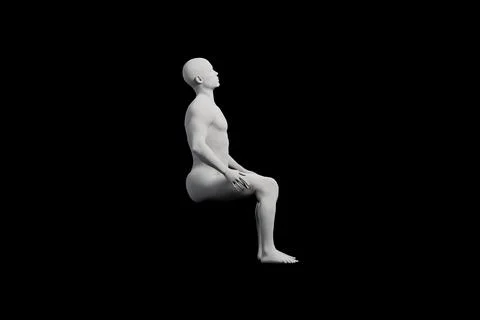 Mannequin standing profile on black background Stock Illustration