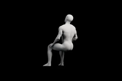 Mannequin standing right front three-quarter view matte black Stock Illustration