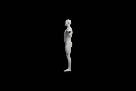 Mannequin standing side view black background Stock Illustration