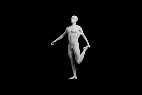Mannequin standing in studio with black background Stock Illustration