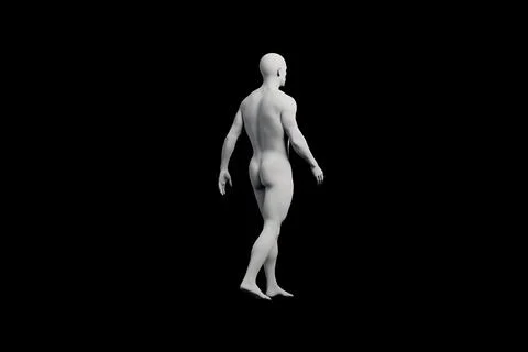 Mannequin striding confidently in black studio Stock Illustration