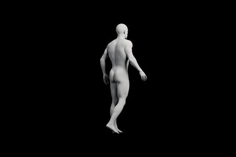 Mannequin striding confidently in black studio Stock Illustration