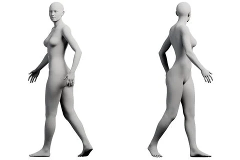 Mannequin striding grid front back Stock Illustration