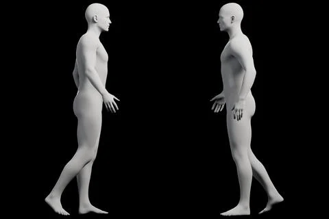 Mannequin striding grid studio Stock Illustration