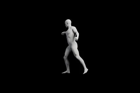 Mannequin striding in studio with black background Stock Illustration