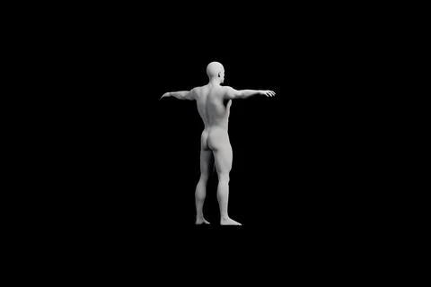 Mannequin T-pose in black studio Stock Illustration