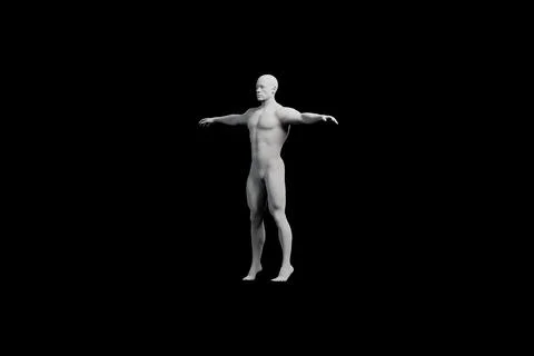 Mannequin T-pose in black studio Stock Illustration