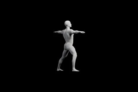 Mannequin t-pose in black studio Stock Illustration