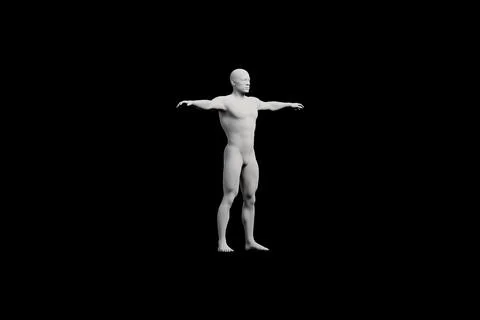 Mannequin T-pose front three-quarter view Stock Illustration