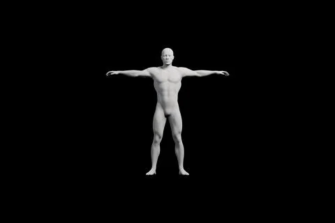 Mannequin T-pose front view black background Stock Illustration