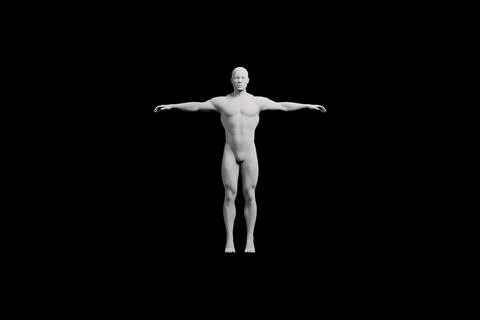 Mannequin T-pose front view matte black studio Stock Illustration