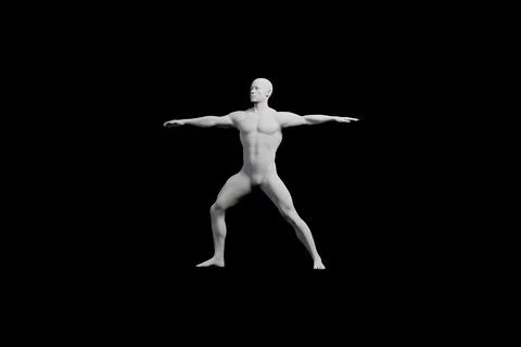 Mannequin T-pose front view black background Stock Illustration