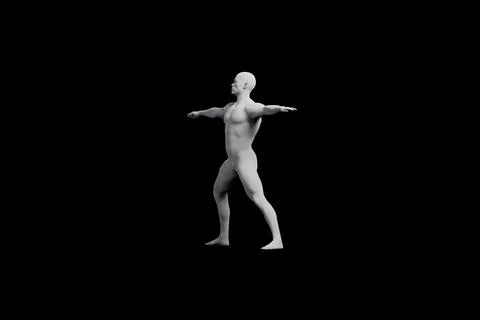 Mannequin T-pose side view black studio Stock Illustration