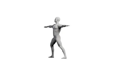 Mannequin T-pose side view white studio Stock Illustration