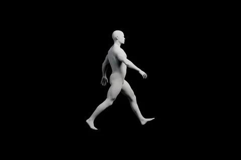 Mannequin walking in black studio Stock Illustration