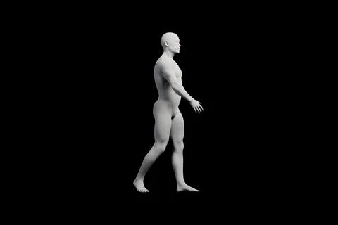 Mannequin walking in black studio Stock Illustration