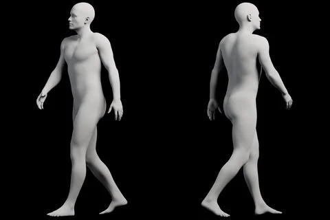 Mannequin walking in black studio Stock Illustration