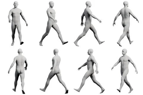 Mannequin walking grid Stock Illustration