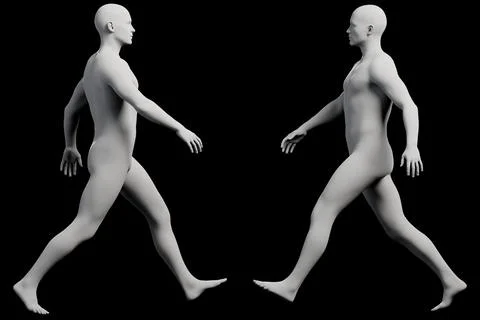 Mannequin walking grid studio Stock Illustration