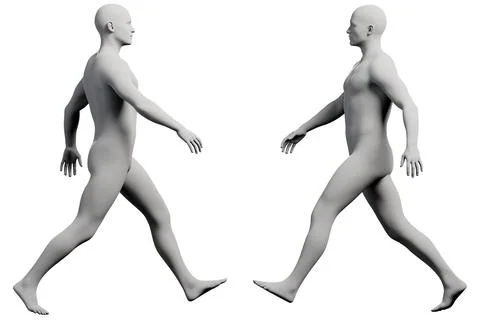 Mannequin walking grid studio Stock Illustration