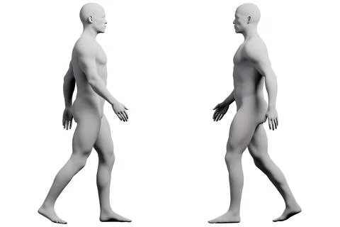 Mannequin walking grid studio Stock Illustration